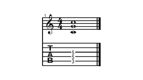 Power Chord Oitavado de Dó - Exemplificando em partitura e tablatura